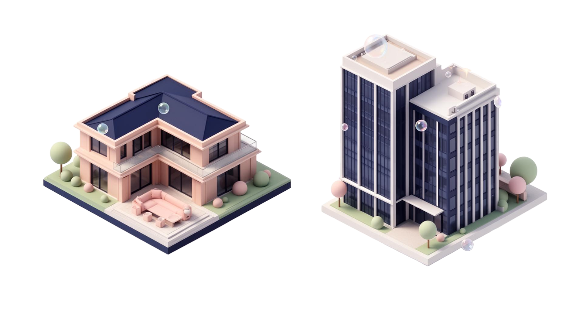 3D isometric clean home and office illustration